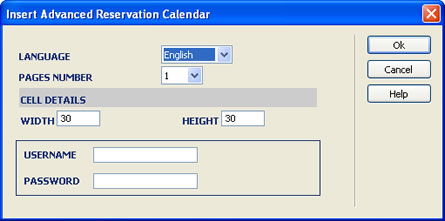 Insert Advanced Reservation Calendar