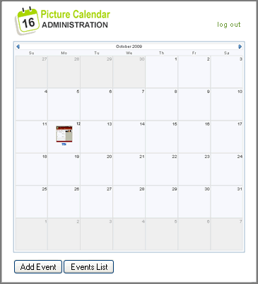 picture calendar administration